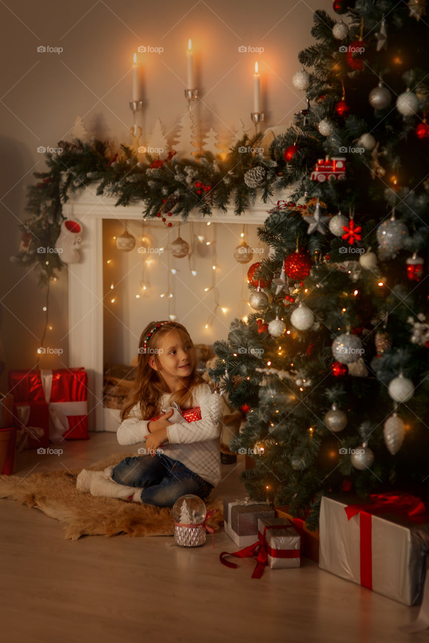 Cute little Girl at Christmas Eve 