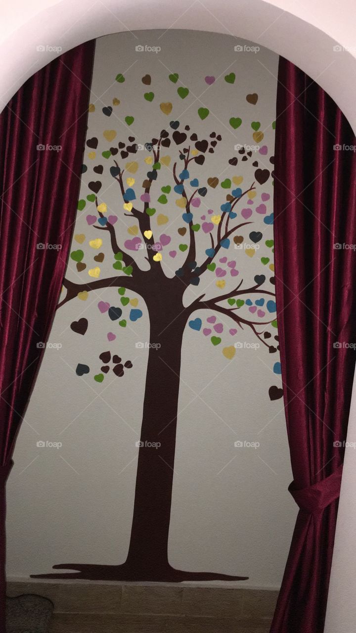 Room wall art design (tree full off love and happiness)