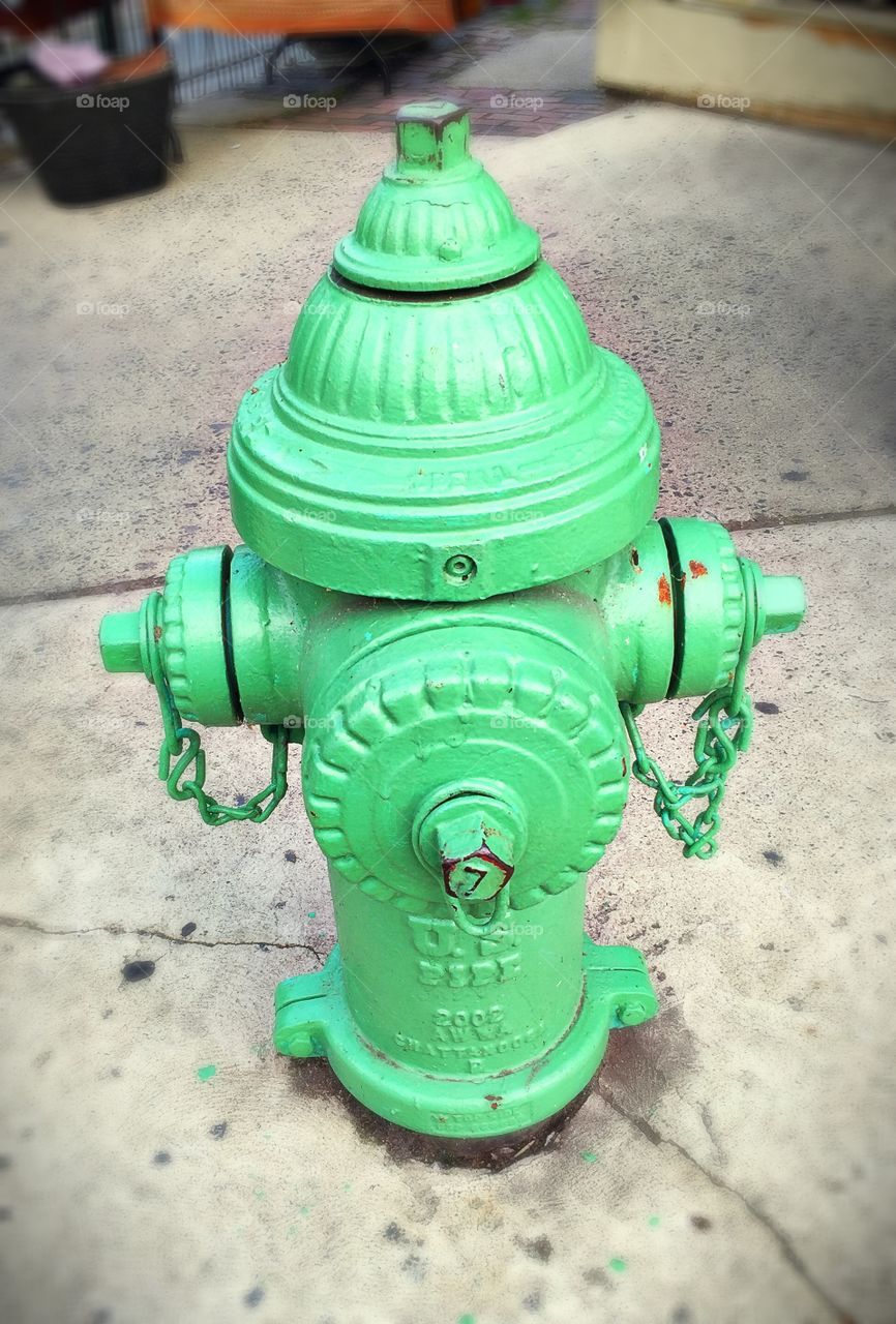 Green fire hydrant 