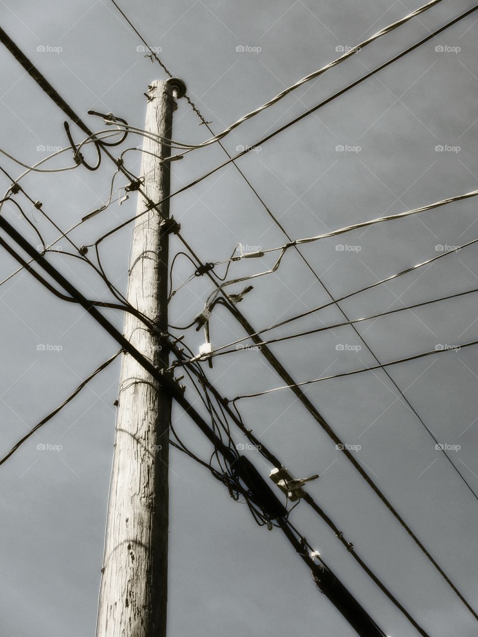 telephone pole. telephone pole and cables