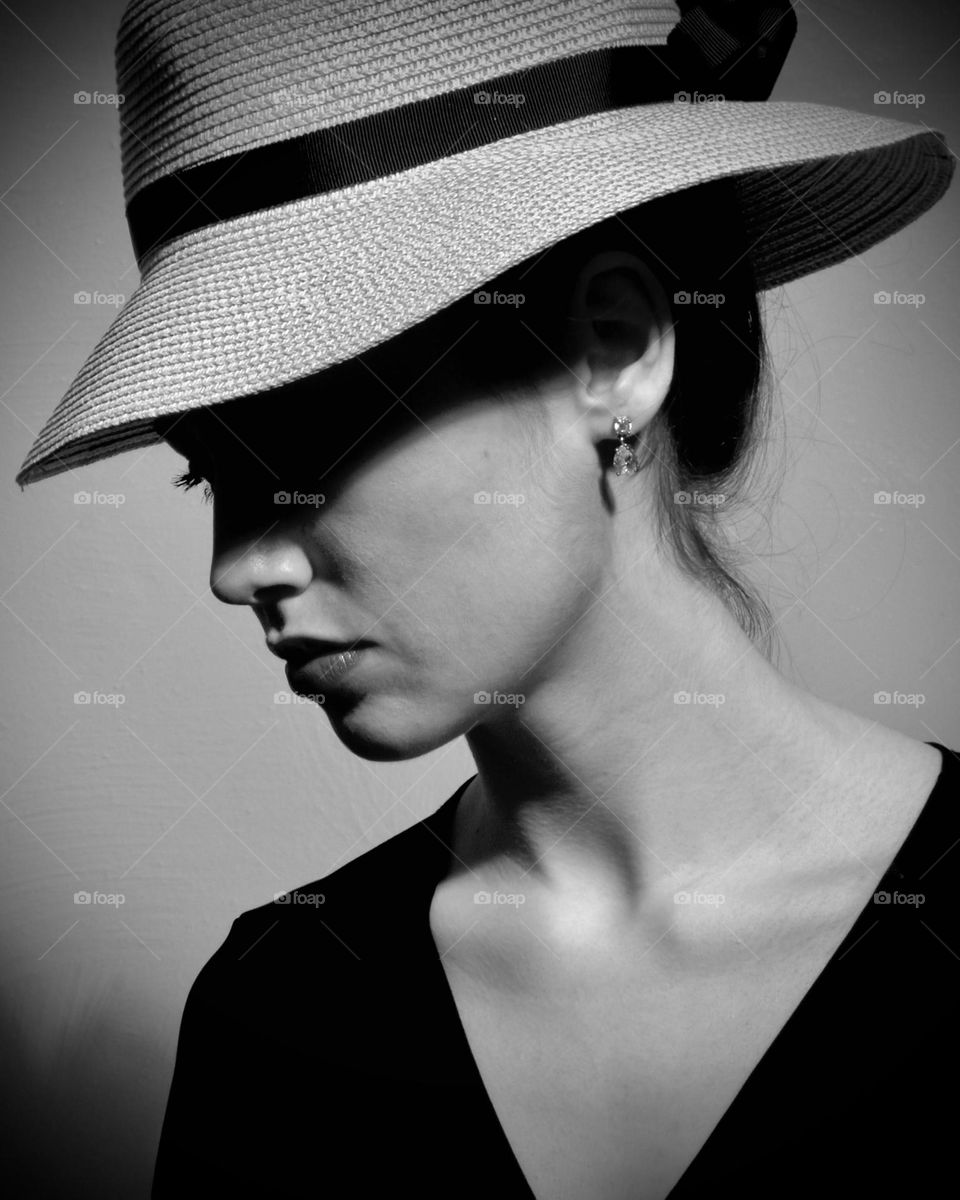 Beautiful young woman portrait black and white