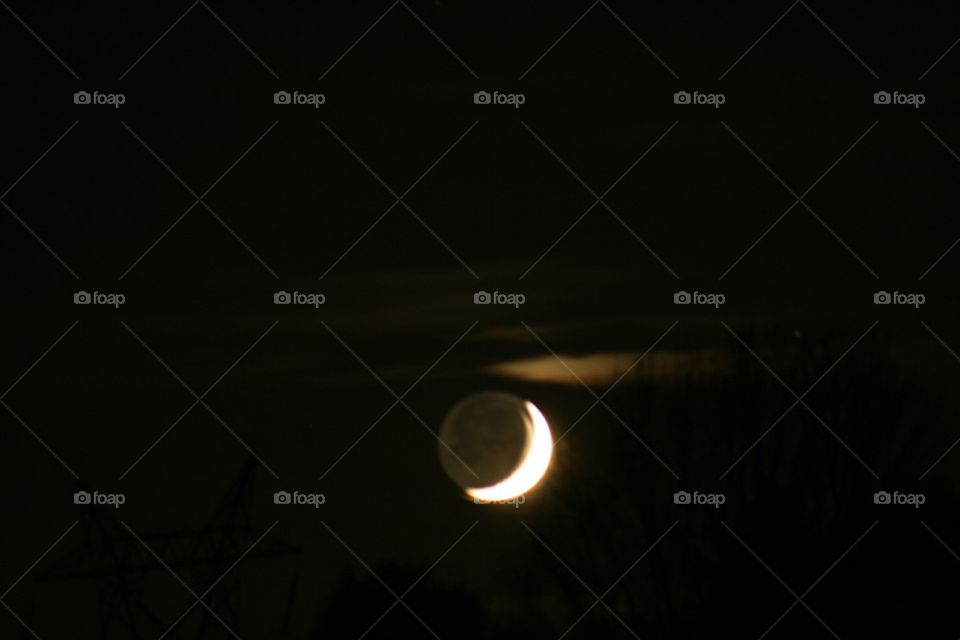 Crescent moon long exposure