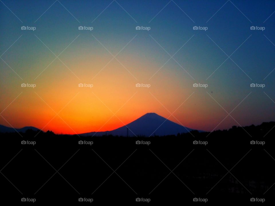 sunset with Fuji
