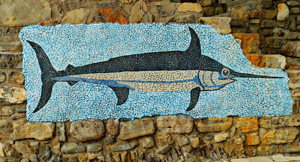 Mosaic of Blue Marlin fish.