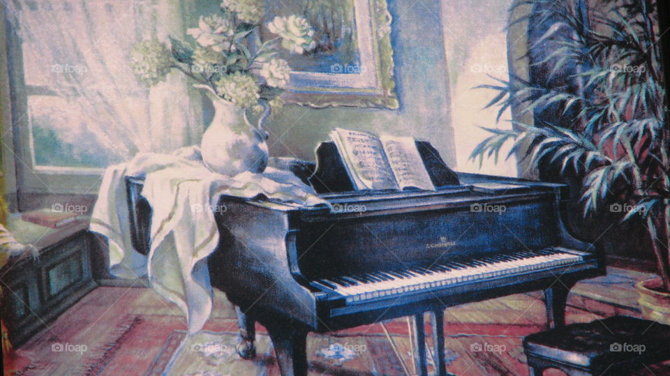 Nostalgia. Old piano oleo