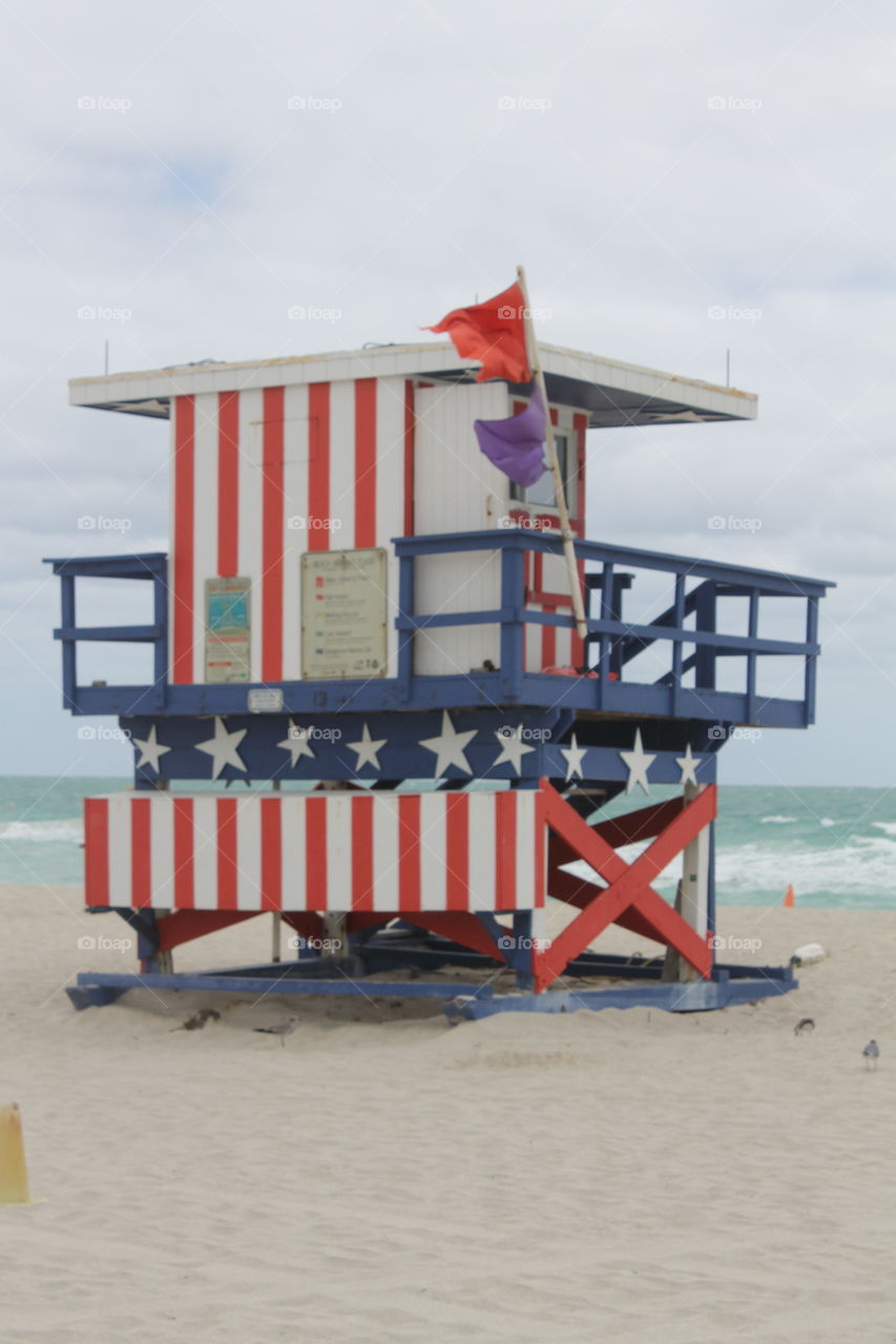 Lifeguard stand at South beach Florida