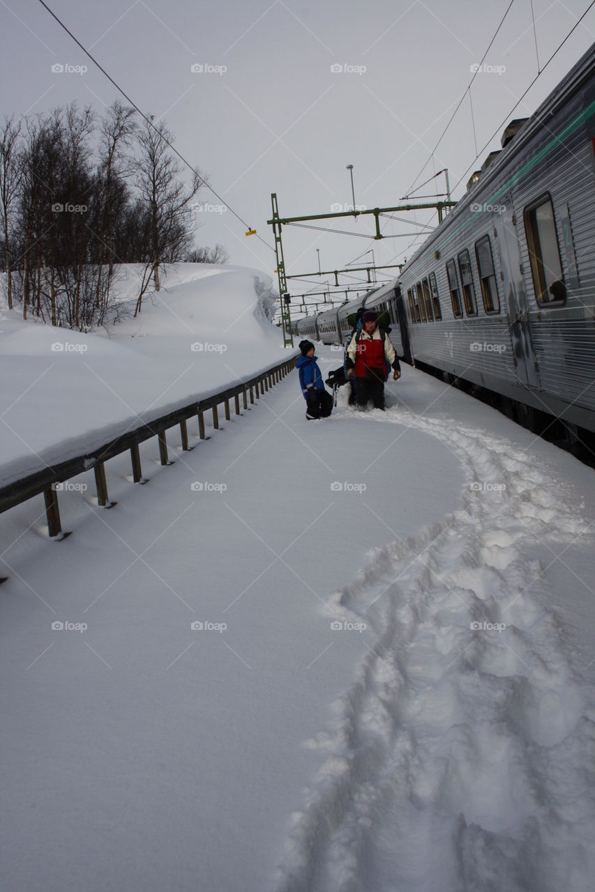 Snowy platform