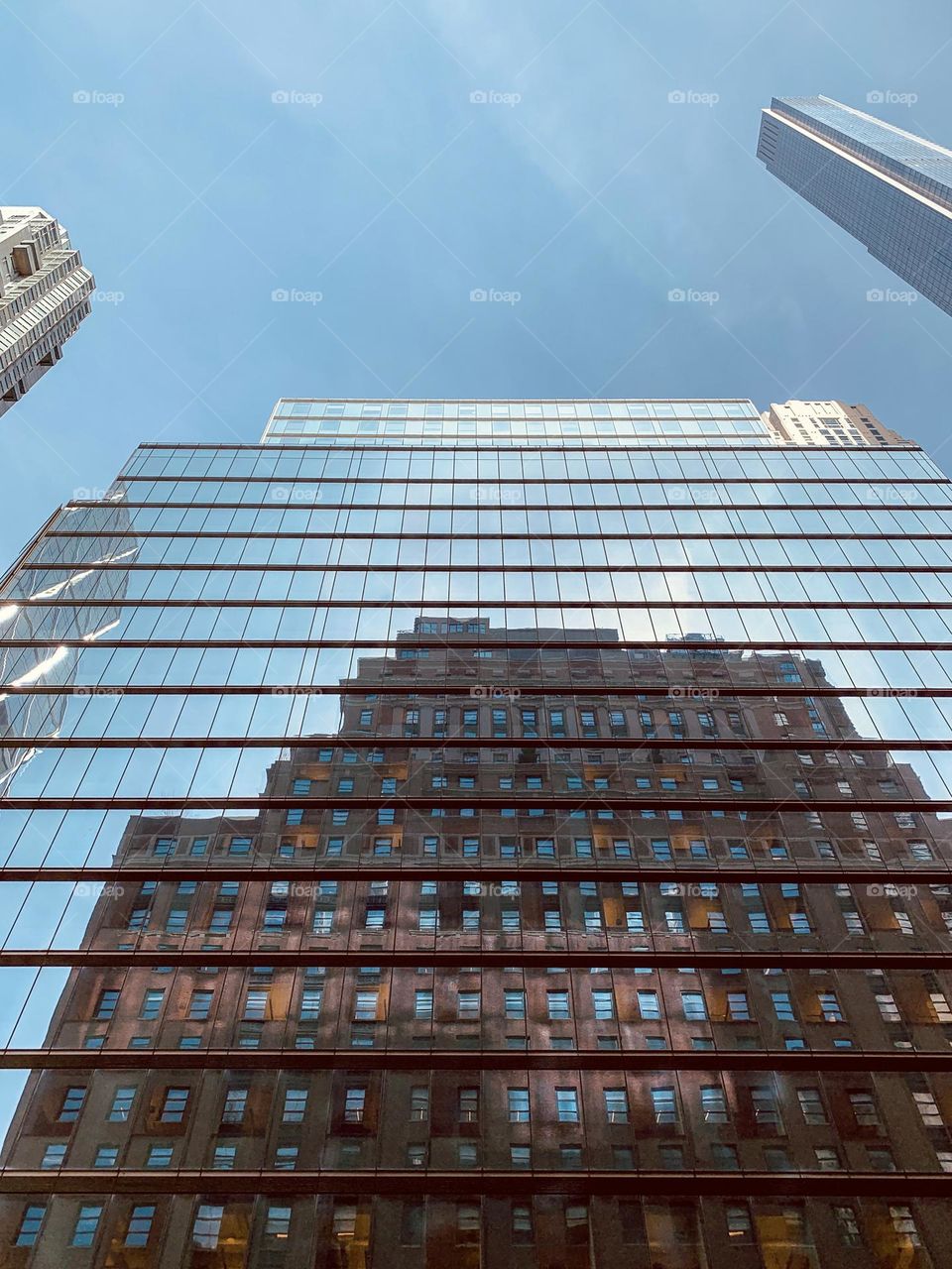 Brown reflection of a building. Manhattan New York.