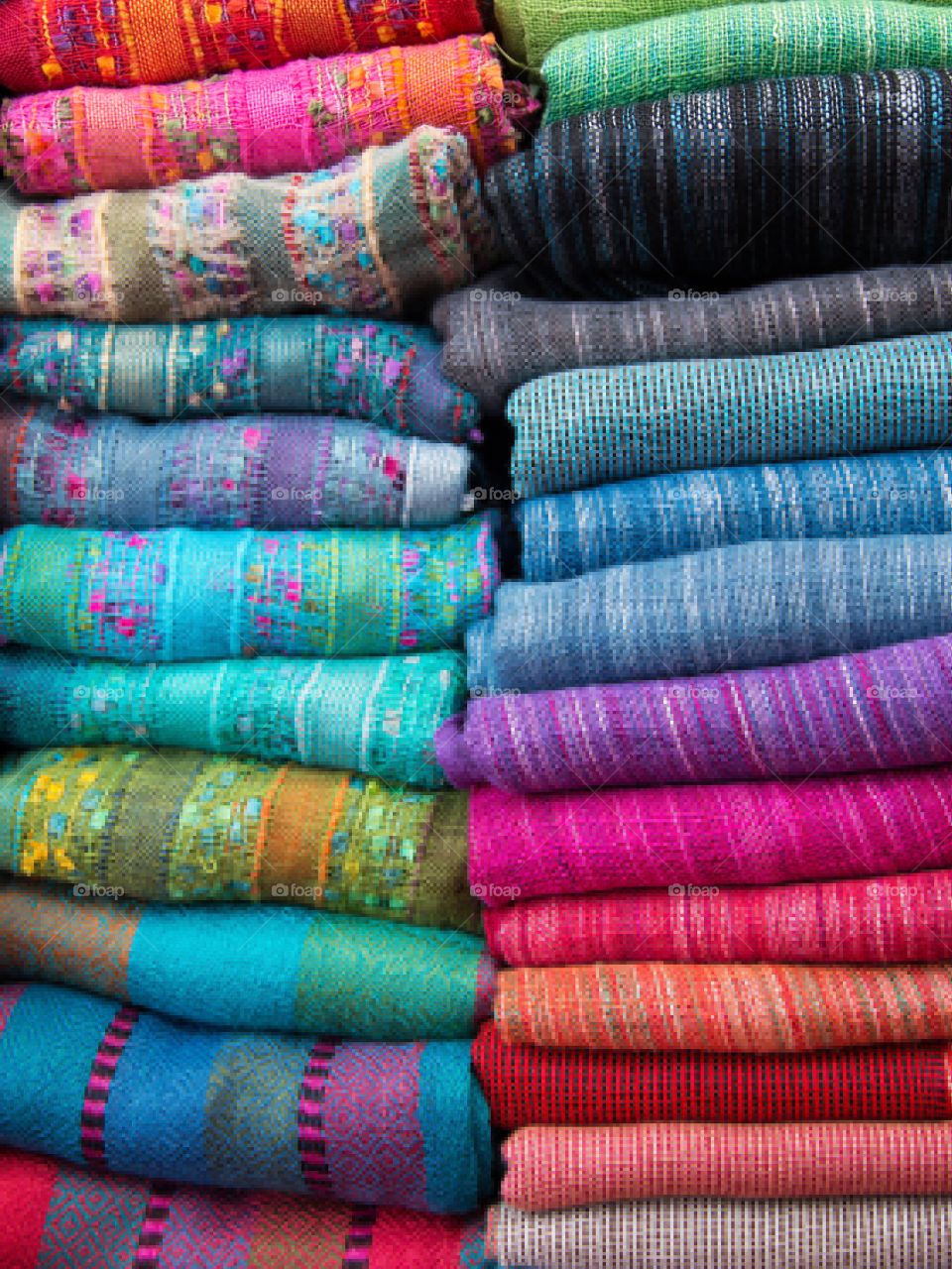 Pile of colourful scarves