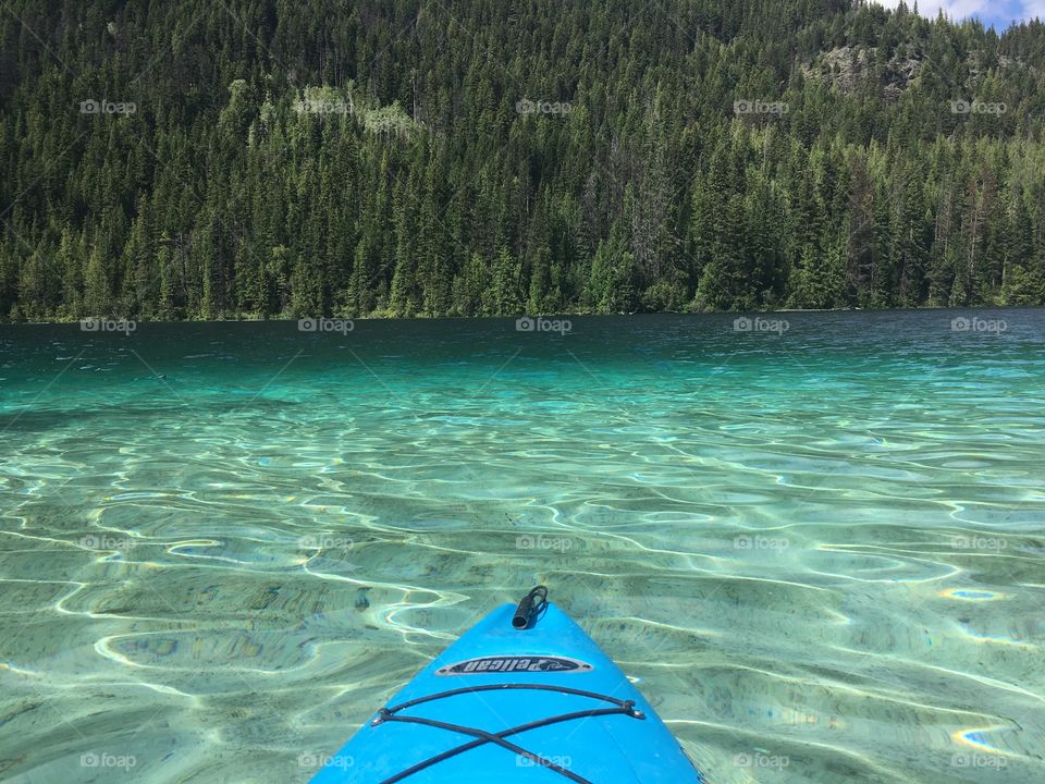  Kayak on the lake near Kamloops, British Columbia, Canada. 