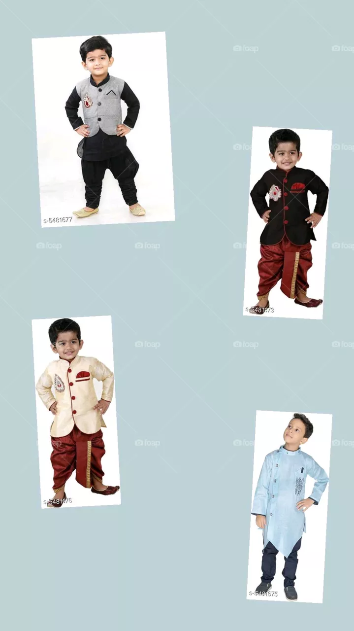 Catalog Name:*Pretty Comfy Kids Boys Sherwanis*

Top fabric: Art Silk / Cotton

Bottom Fabric: Cotton

Sleeve Length: Long Sleeves

bottom type: dhoti pants

Top pattern: Solid
Multipack: 1
Sizes: 
1-2 Years, 2-3 Years, 3-4 Years, 4-5 Years, 5-6 Year