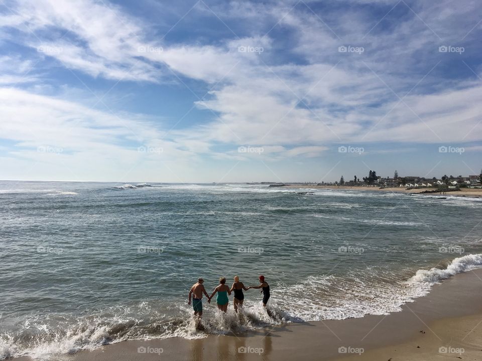 Old friends enjoying the beach.