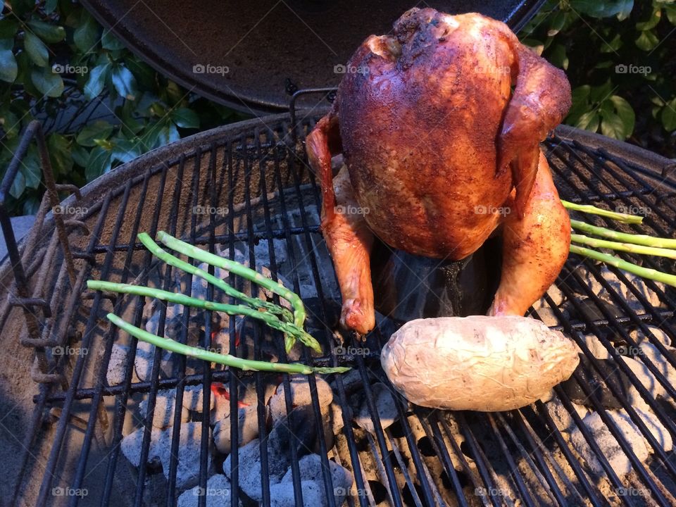 Beer Can Chicken on the grill