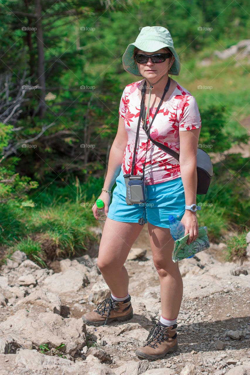 Woman on mountain trail