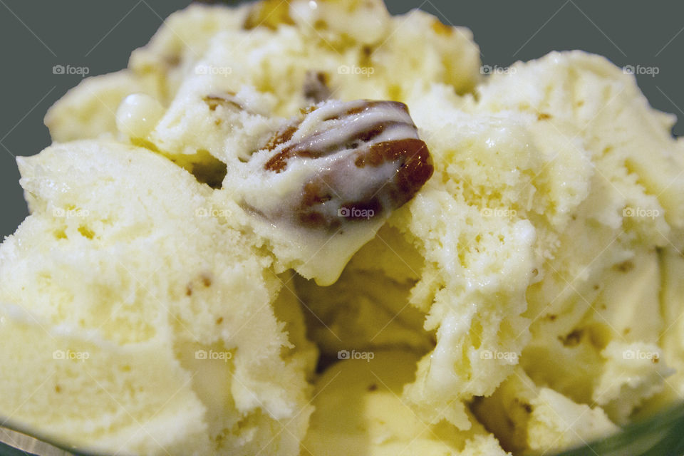 Butter Pecan Frozen Yogurt.  Dairy, Delicious, Food, Healthy, Indulgence and Yogurt Concepts.