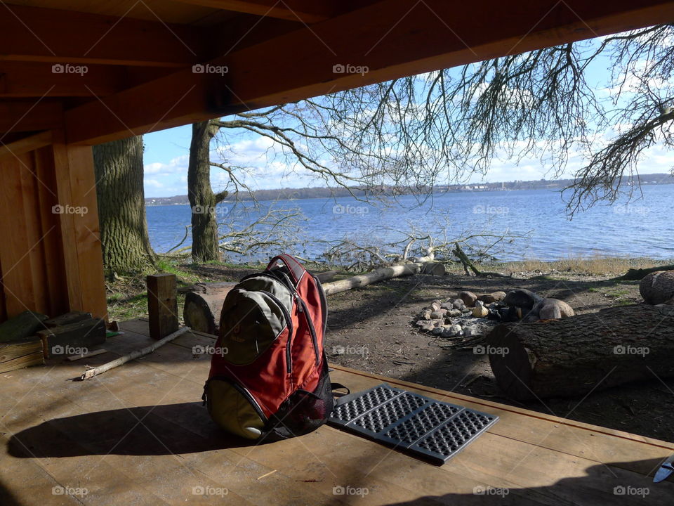 Rucksack wandern ausruhen Pase Urlb Wasser Rastplatz rasten Pause