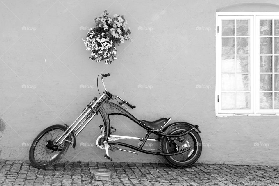 Creative bike. Capture of this special bike just outside a tattoo festival.