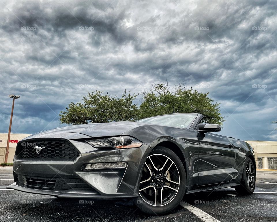 Ford Mustang and an impending storm