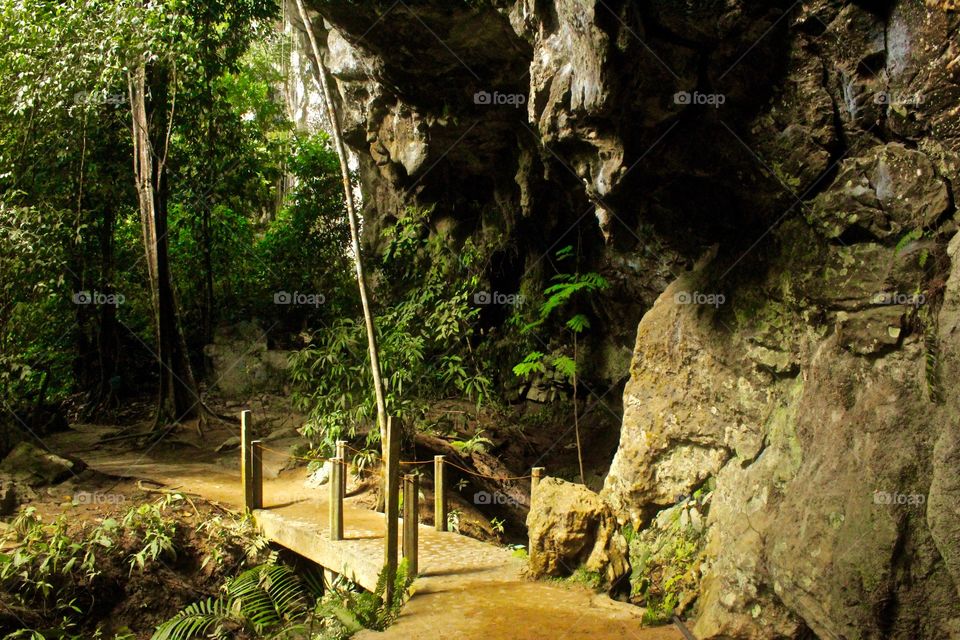 Path through marble caves in the jungle