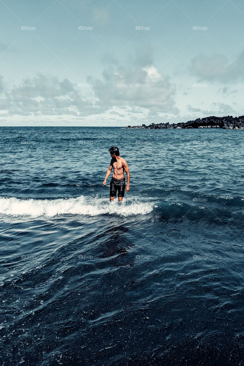 black sand beach