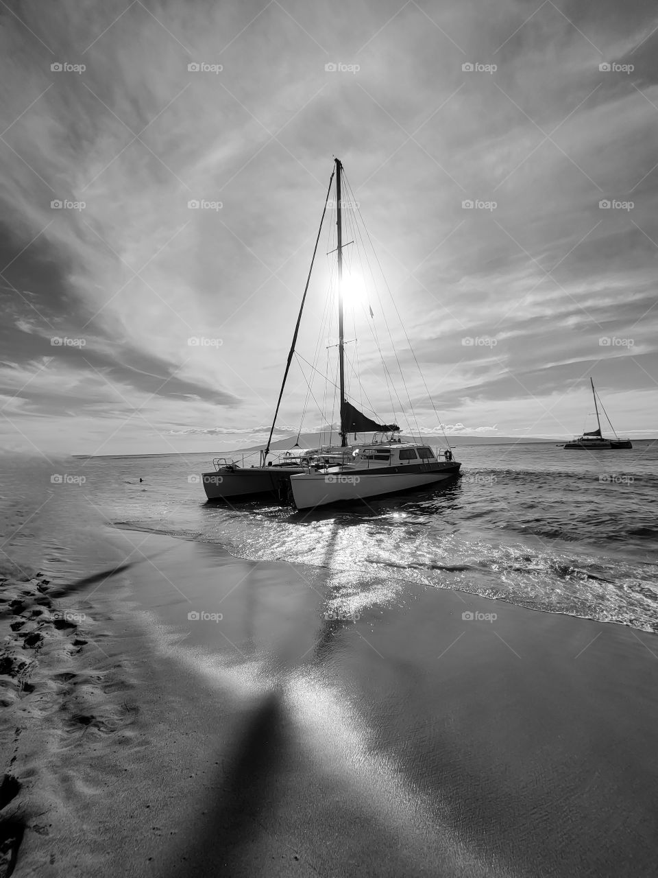Sunset catamaran Cruise in Maui Hawaii on a picture perfect day.