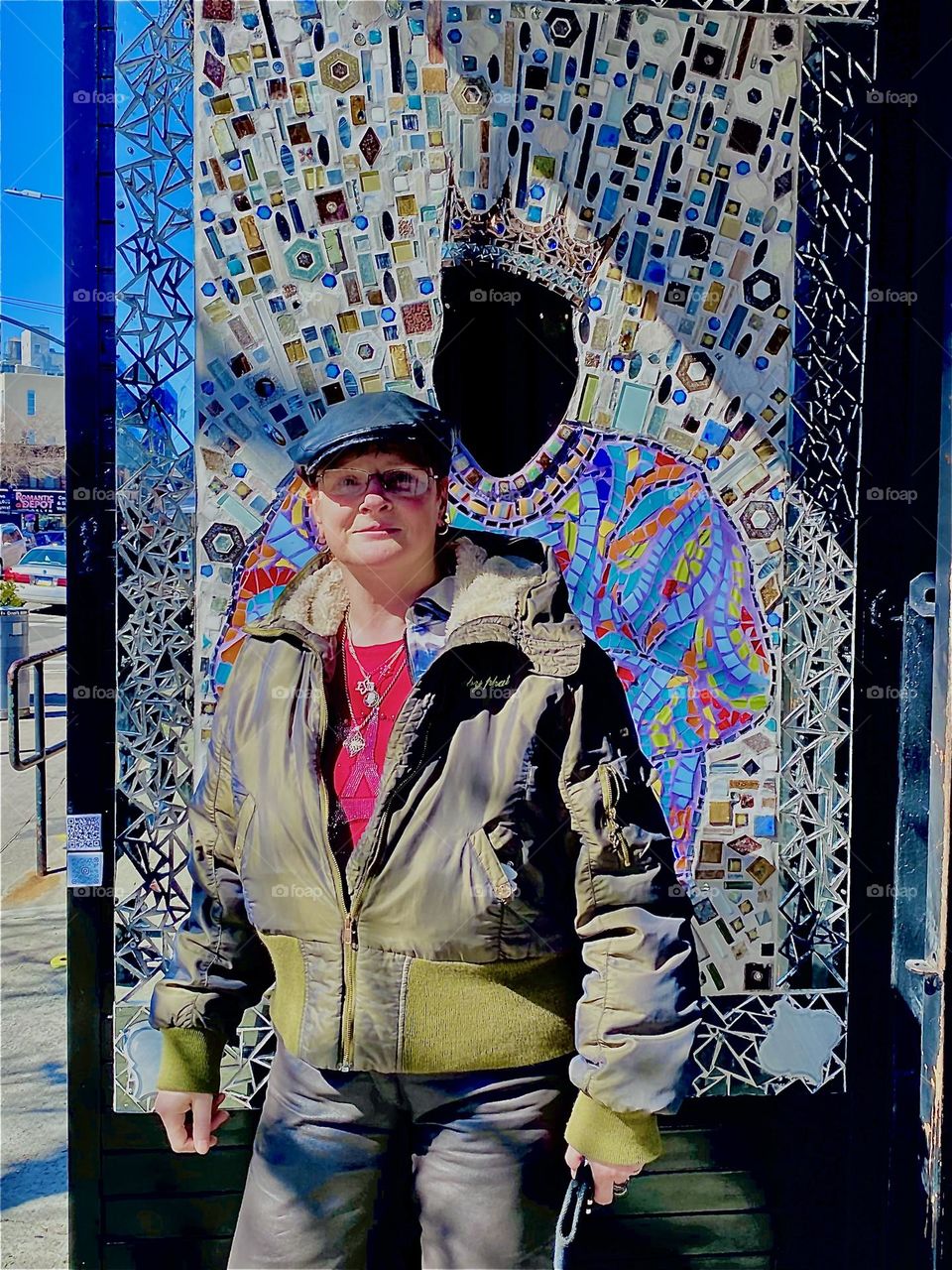 The new mosaic honoring “Christopher Wallace” a.k.a. the “Notorious B.I.G.” has a cutout beneath the crown with a mirror behind it. But you must be tall enough so you, too can see yourself as the king. 2023. Hypnotic Productions