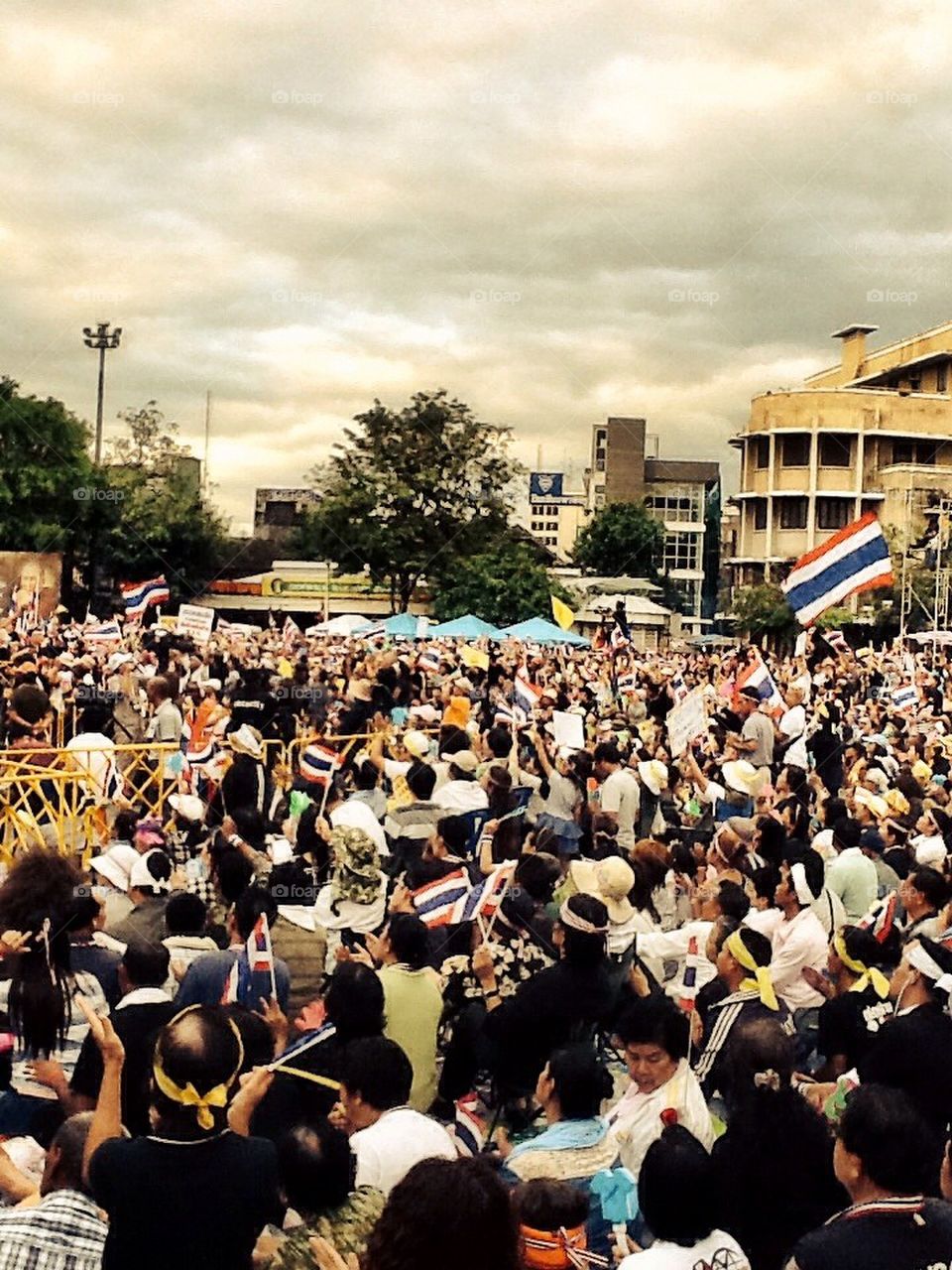 Assembly in Thailand at democracy monument
