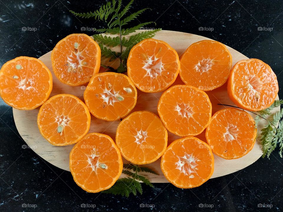 Sliced oranges.