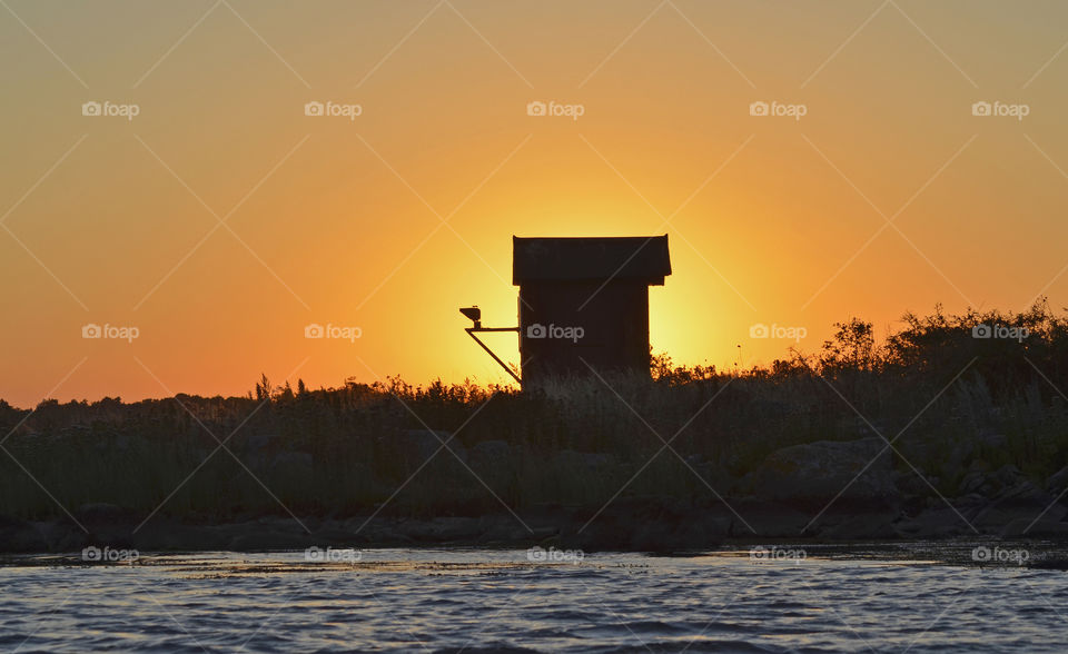 Shed in Sunset. Ronneby Archipelago