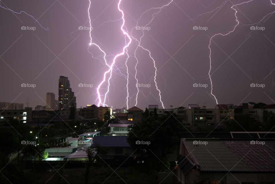 Evening lightning, Bangkok, Thailand