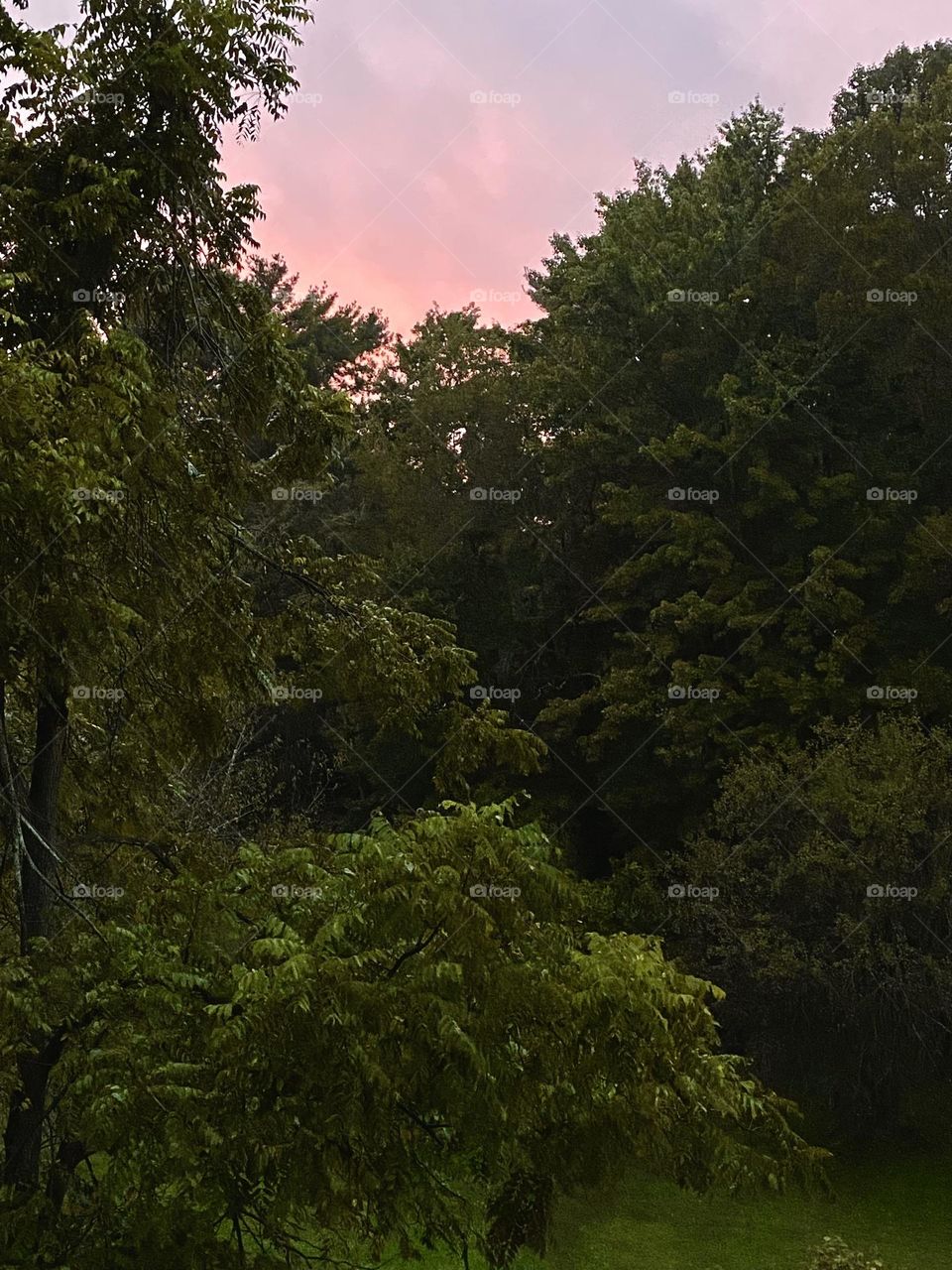 Pink and purple sunset in the mountains 