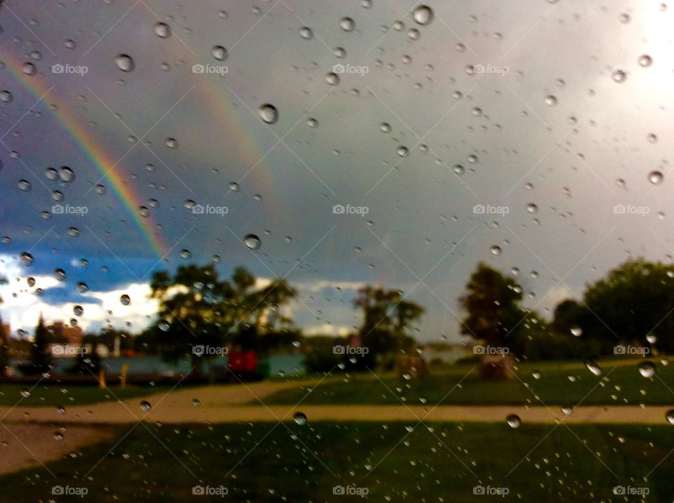 Rainbow through windshield
