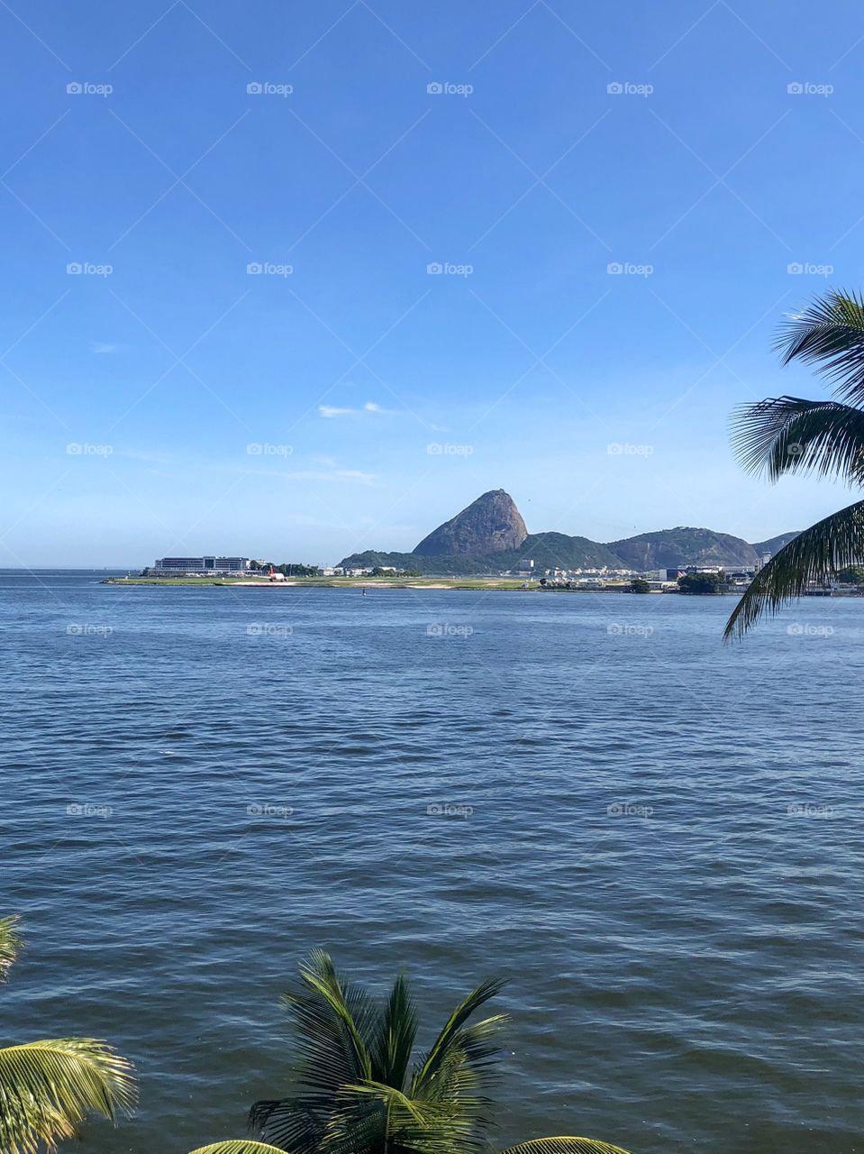 Sugar Loaf in Rio de Janeiro,view from the bay,on a sunny day