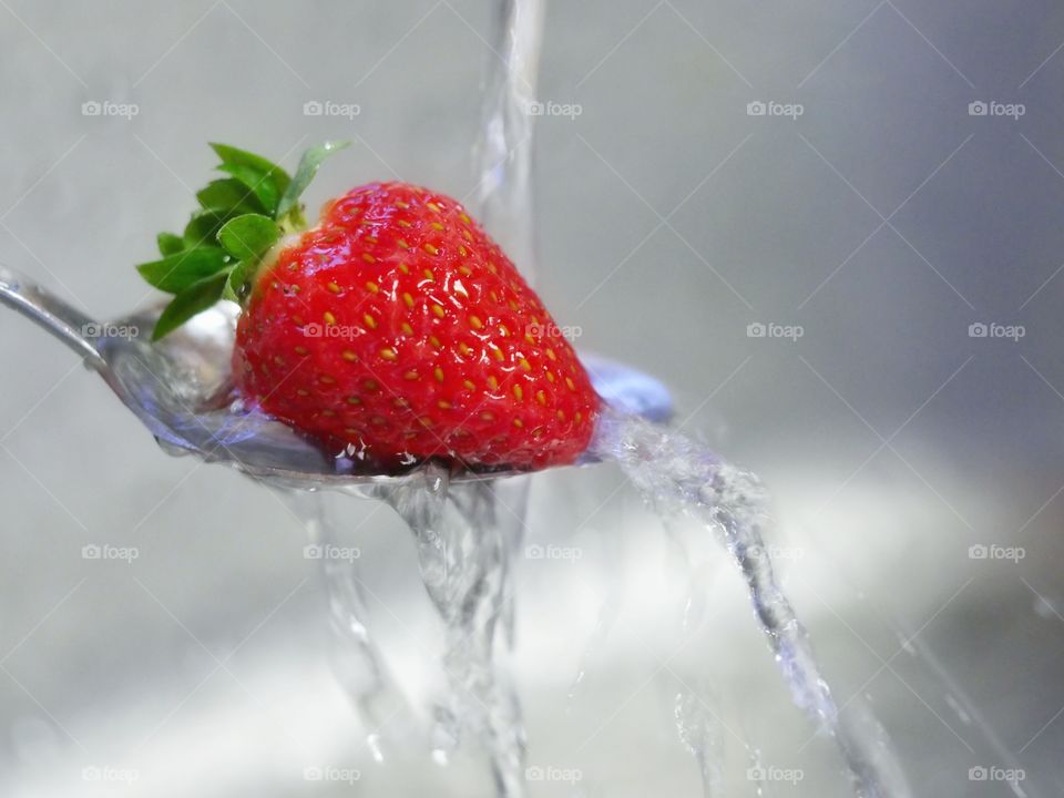 Close up of wet strawberry