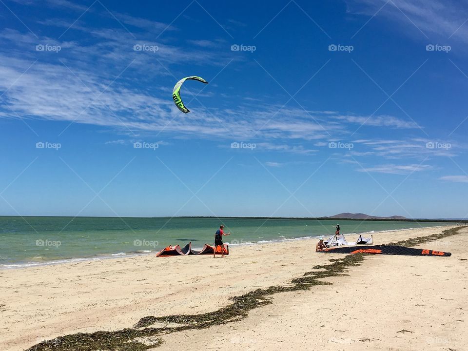 Kiteboarding on the beach