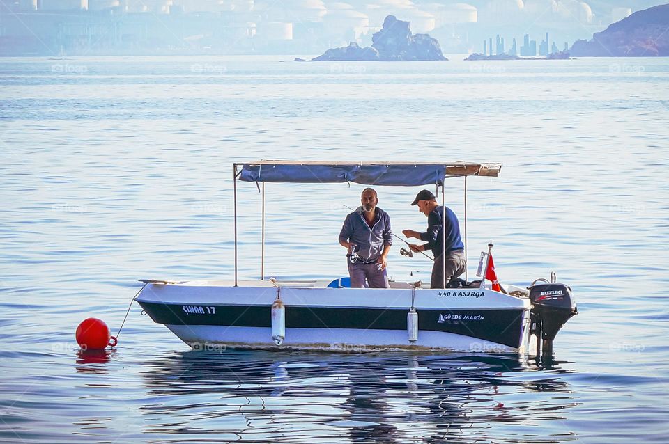 Boat fishing in the sea