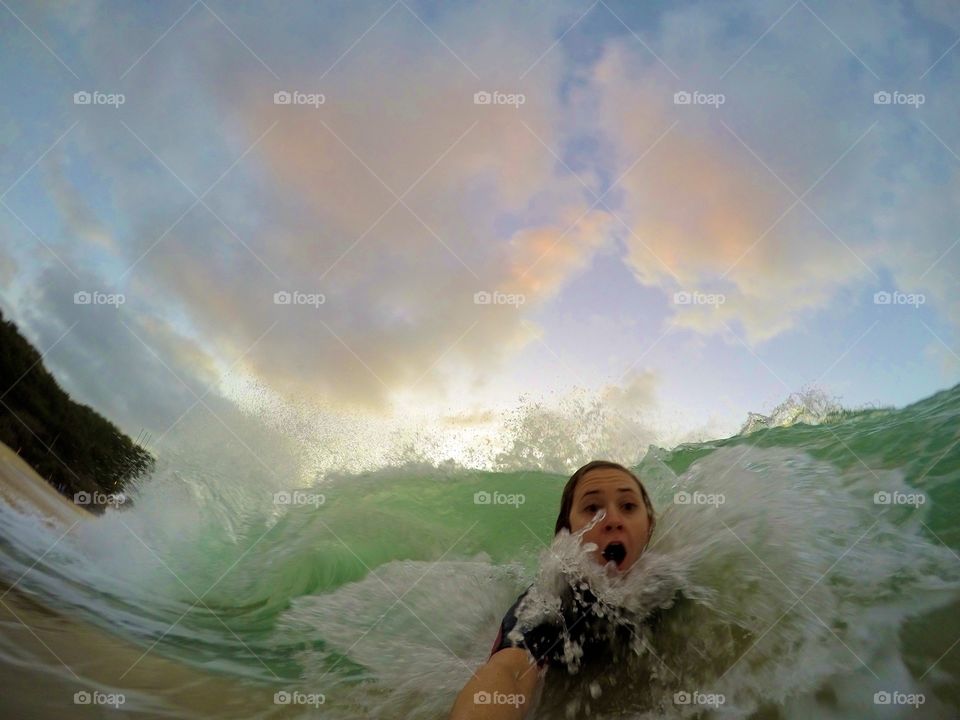 Girl bodysurfing 