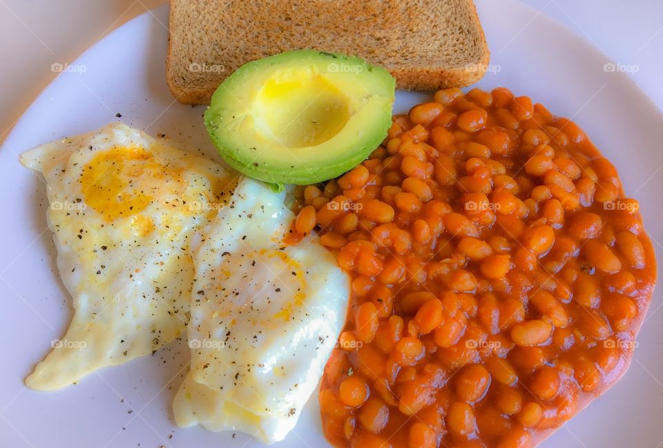 Baked beans and fried eggs