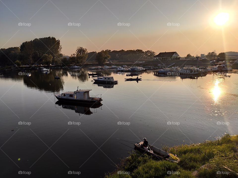 Kovin fortress Serbia river Danube canal in sunset