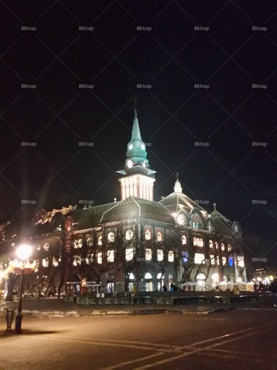 town hall by night. by night