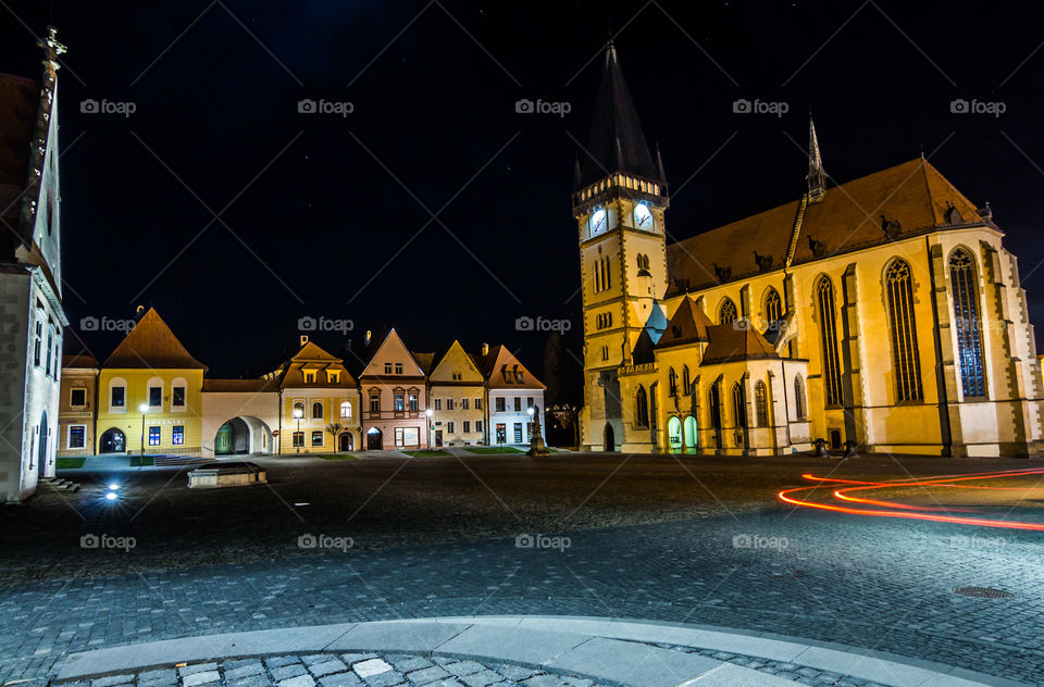 Cathedral in Bardejov at night