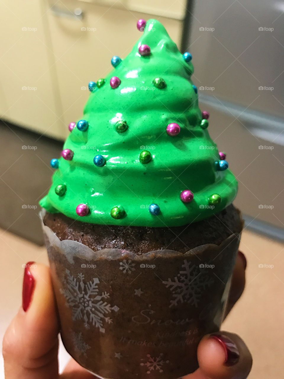 Christmas tree cupcake