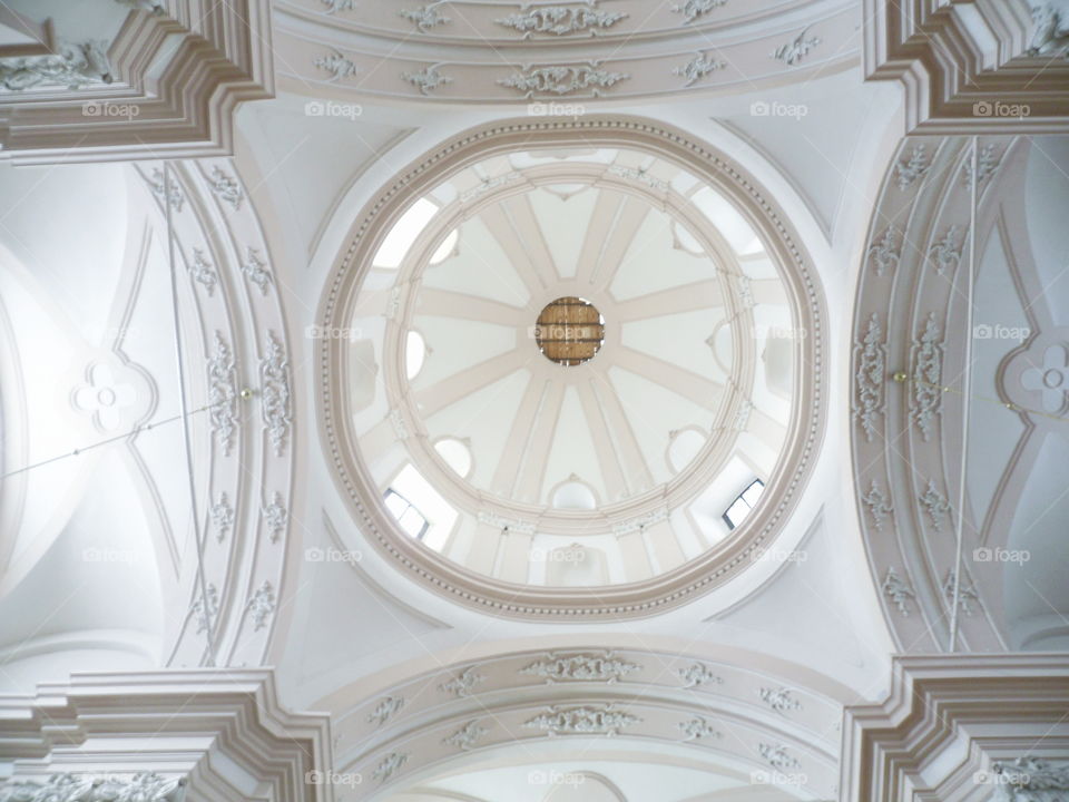 The ceiling of the striking monastery-fortress of the Order of the Barefoot Carmelites In Berdichev.