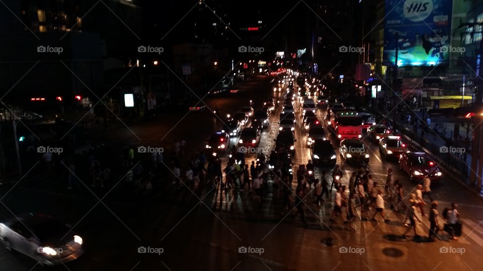 Night scene at Asoke Bangkok in Thailand
