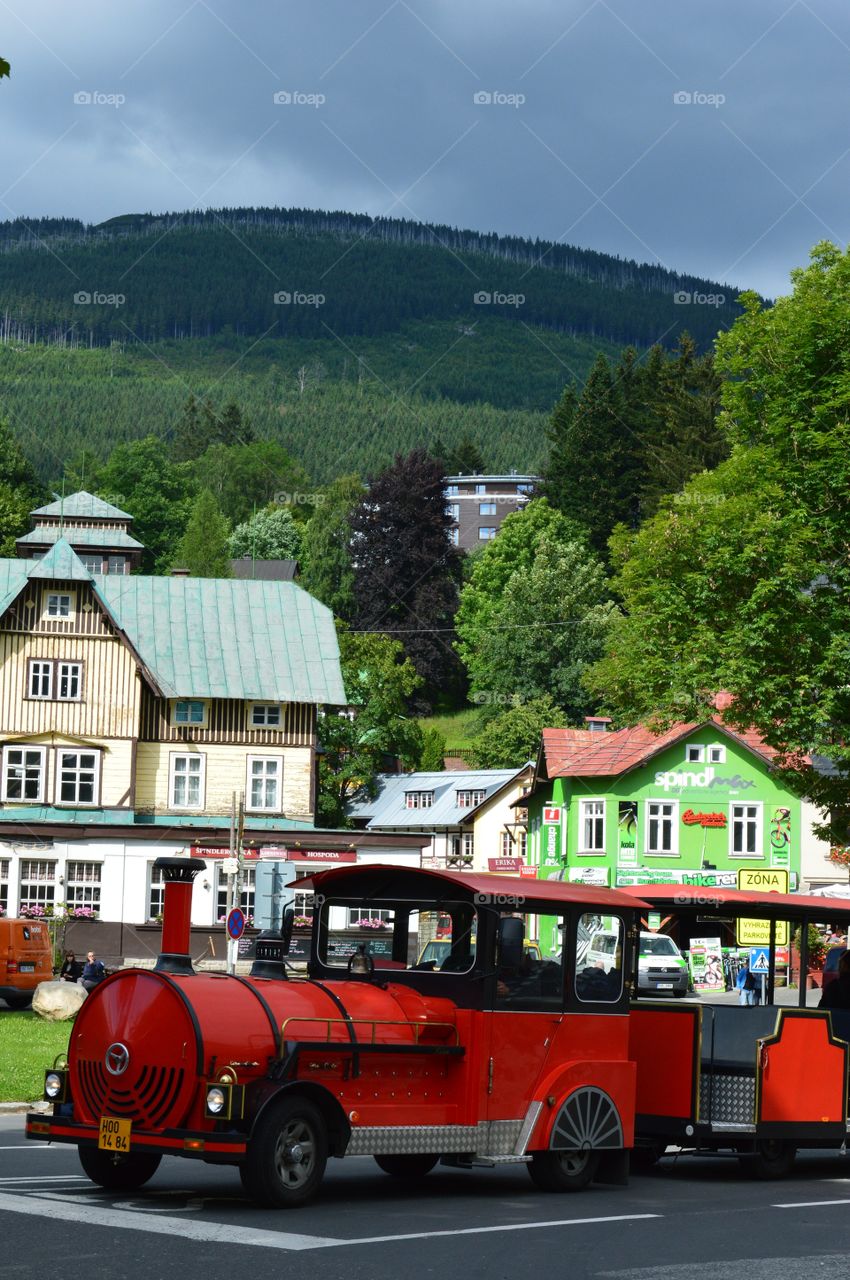 town at mountains