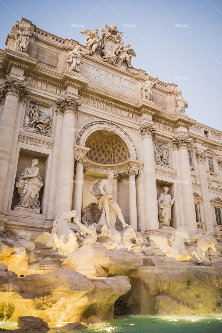 Sunset at the Trevi Fountain in Rome 