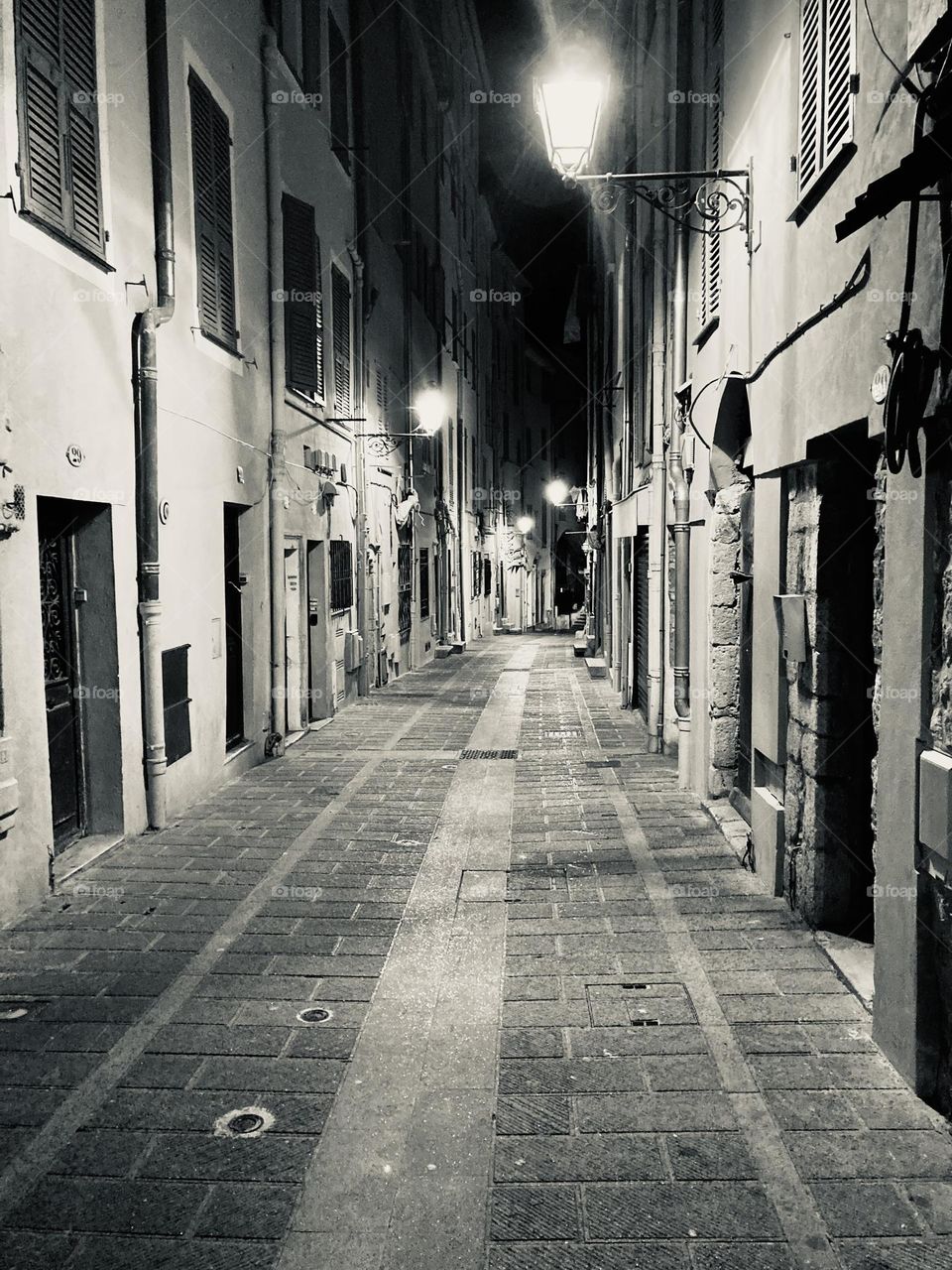 An early Spring evening in the old town of Menton, France.