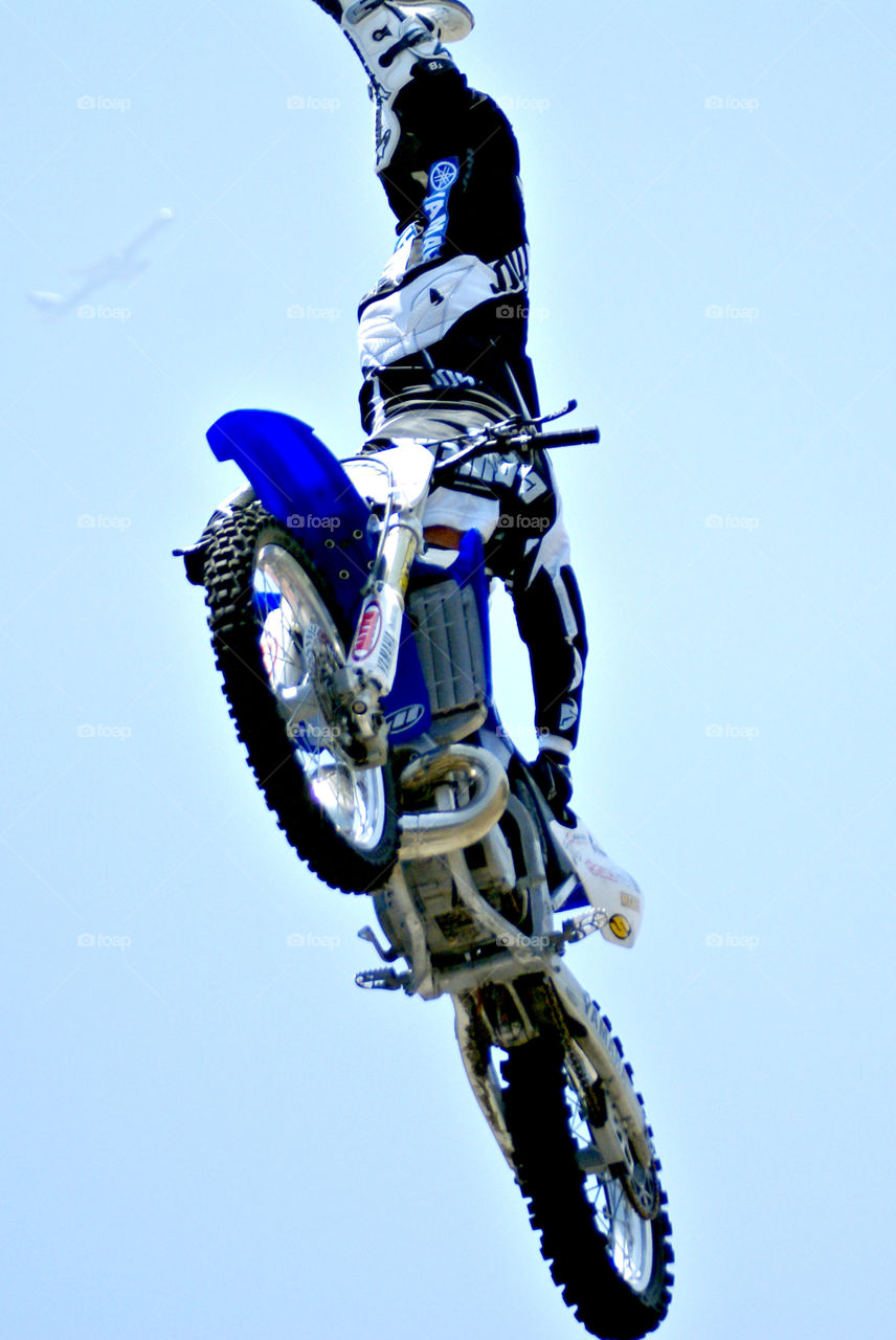 Moto-X rider at a show for Marines in 29 Palms