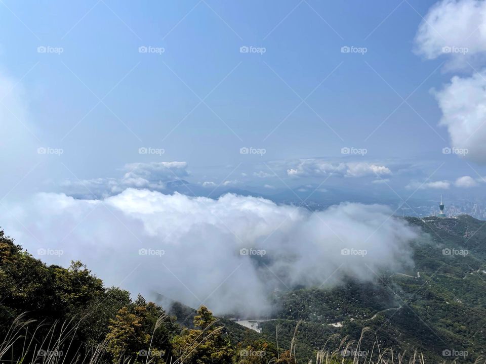 mountain top clouds