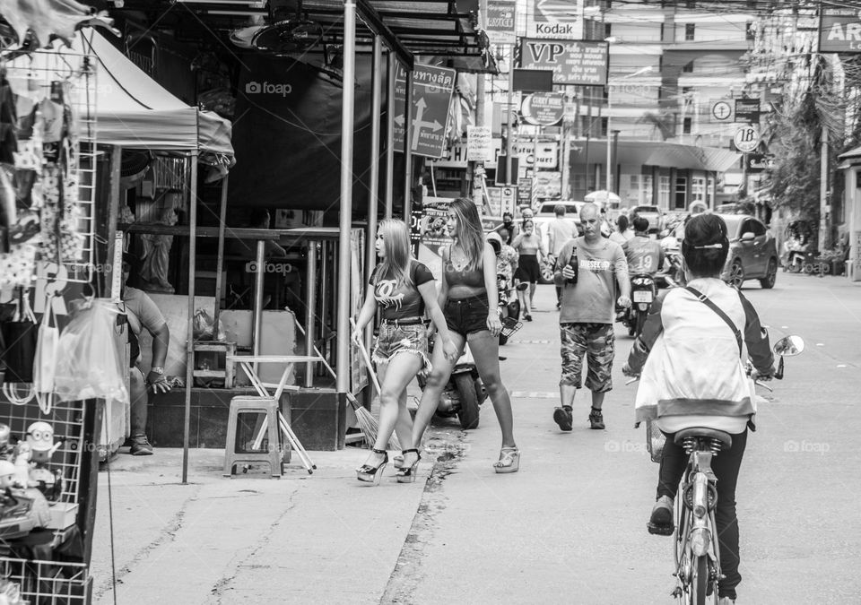 A view to the Street live of the Soi Buakhao of Pattaya District Chonburi in Thailand Southeast Asia